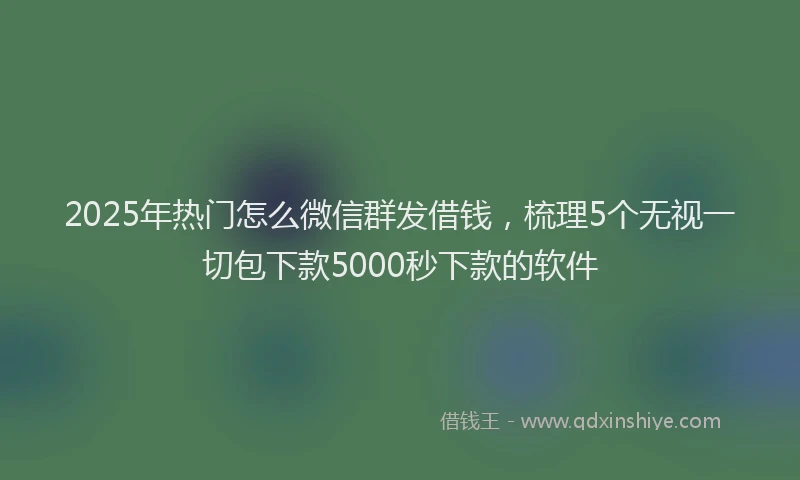 2025年热门怎么微信群发借钱，梳理5个无视一切包下款5000秒下款的软件