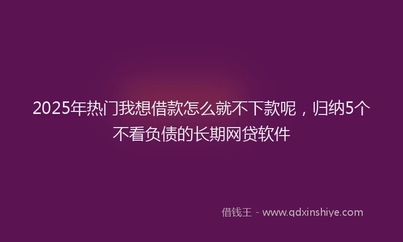 2025年热门我想借款怎么就不下款呢，归纳5个不看负债的长期网贷软件