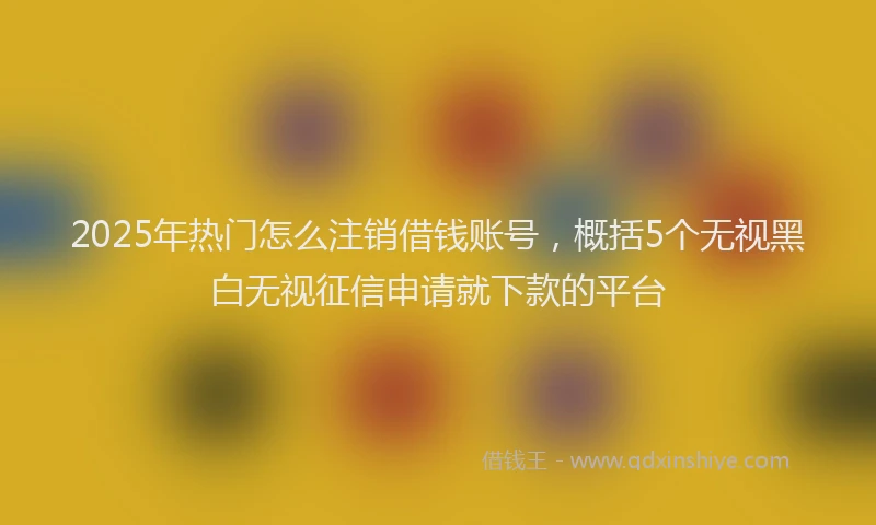 2025年热门怎么注销借钱账号，概括5个无视黑白无视征信申请就下款的平台
