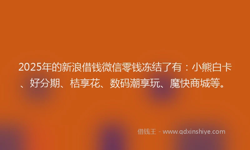 2025年的新浪借钱微信零钱冻结了有：小熊白卡、好分期、桔享花、数码潮享玩、魔快商城等。