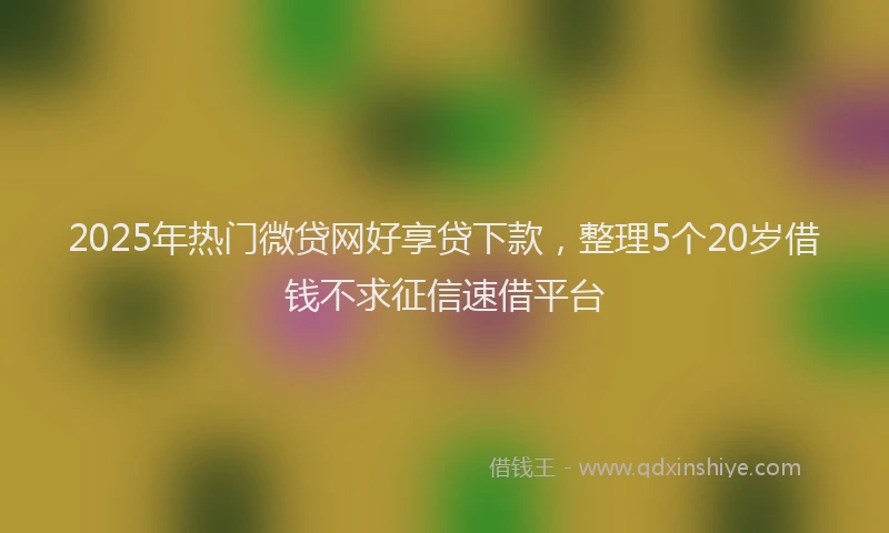 2025年热门微贷网好享贷下款，整理5个20岁借钱不求征信速借平台