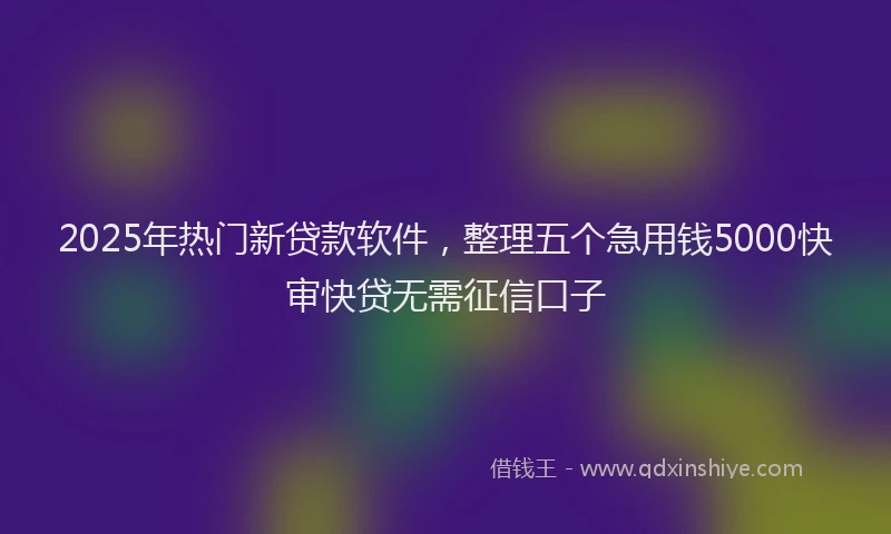 2025年热门新贷款软件，整理五个急用钱5000快审快贷无需征信口子