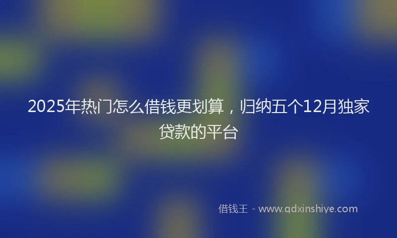 2025年热门怎么借钱更划算，归纳五个12月独家贷款的平台