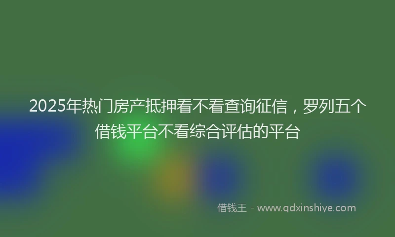 2025年热门房产抵押看不看查询征信，罗列五个借钱平台不看综合评估的平台
