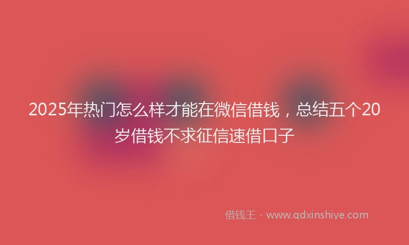 2025年热门怎么样才能在微信借钱，总结五个20岁借钱不求征信速借口子