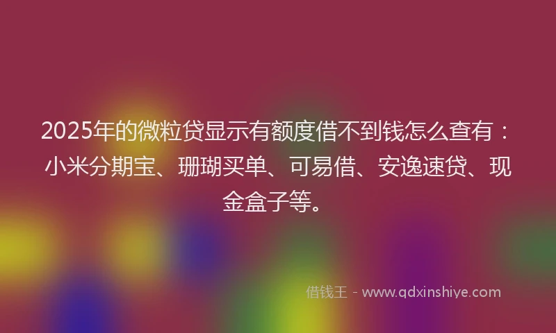 2025年的微粒贷显示有额度借不到钱怎么查有：小米分期宝、珊瑚买单、可易借、安逸速贷、现金盒子等。
