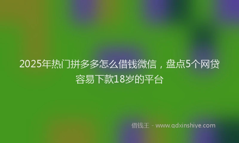 2025年热门拼多多怎么借钱微信，盘点5个网贷容易下款18岁的平台