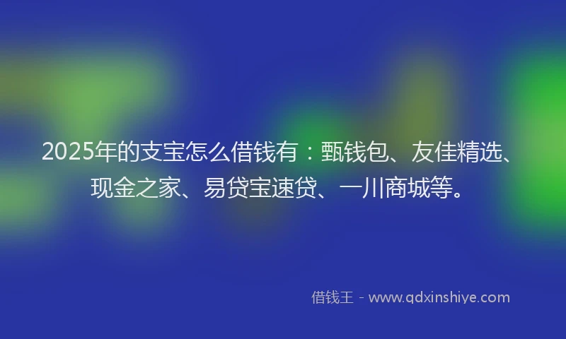 2025年的支宝怎么借钱有：甄钱包、友佳精选、现金之家、易贷宝速贷、一川商城等。