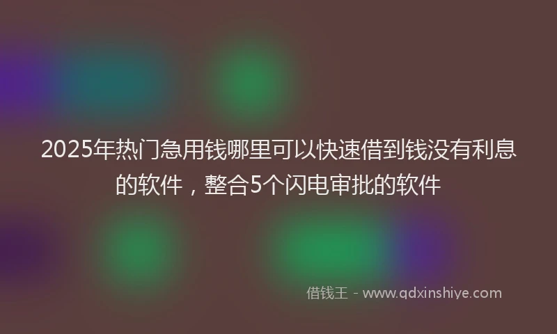 2025年热门急用钱哪里可以快速借到钱没有利息的软件，整合5个闪电审批的软件
