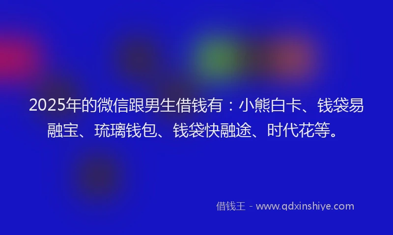 2025年的微信跟男生借钱有：小熊白卡、钱袋易融宝、琉璃钱包、钱袋快融途、时代花等。