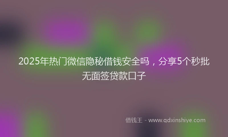 2025年热门微信隐秘借钱安全吗，分享5个秒批无面签贷款口子