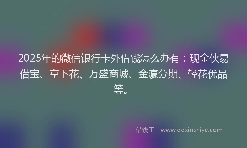2025年的微信银行卡外借钱怎么办有：现金侠易借宝、享下花、万盛商城、金瀛分期、轻花优品等。