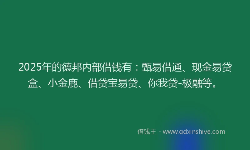 2025年的德邦内部借钱有：甄易借通、现金易贷盒、小金鹿、借贷宝易贷、你我贷-极融等。
