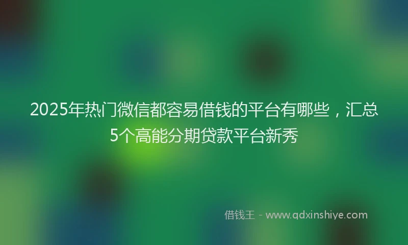 2025年热门微信都容易借钱的平台有哪些，汇总5个高能分期贷款平台新秀