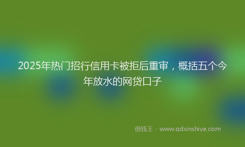 2025年热门招行信用卡被拒后重审，概括五个今年放水的网贷口子