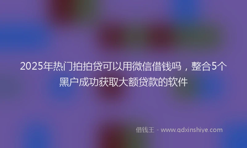 2025年热门拍拍贷可以用微信借钱吗，整合5个黑户成功获取大额贷款的软件