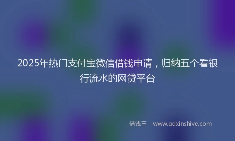 2025年热门支付宝微信借钱申请，归纳五个看银行流水的网贷平台