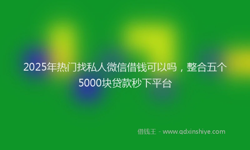 2025年热门找私人微信借钱可以吗，整合五个5000块贷款秒下平台