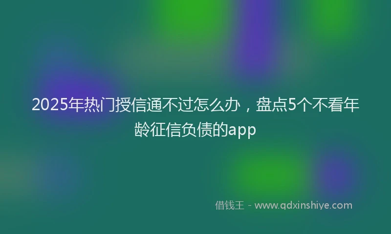 2025年热门授信通不过怎么办，盘点5个不看年龄征信负债的app