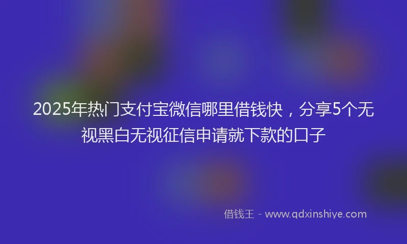 2025年热门支付宝微信哪里借钱快，分享5个无视黑白无视征信申请就下款的口子