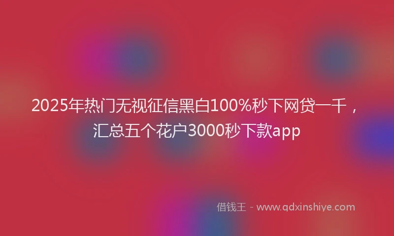 2025年热门无视征信黑白100%秒下网贷一千，汇总五个花户3000秒下款app