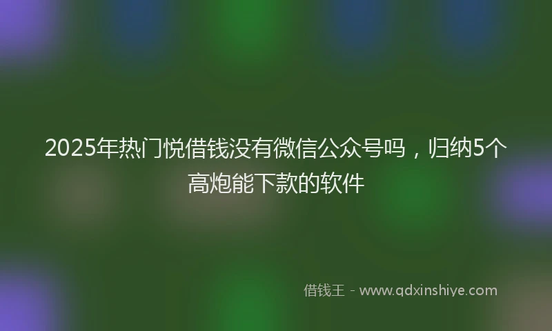 2025年热门悦借钱没有微信公众号吗，归纳5个高炮能下款的软件