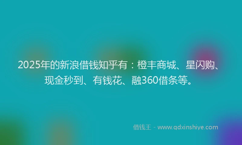 2025年的新浪借钱知乎有：橙丰商城、星闪购、现金秒到、有钱花、融360借条等。