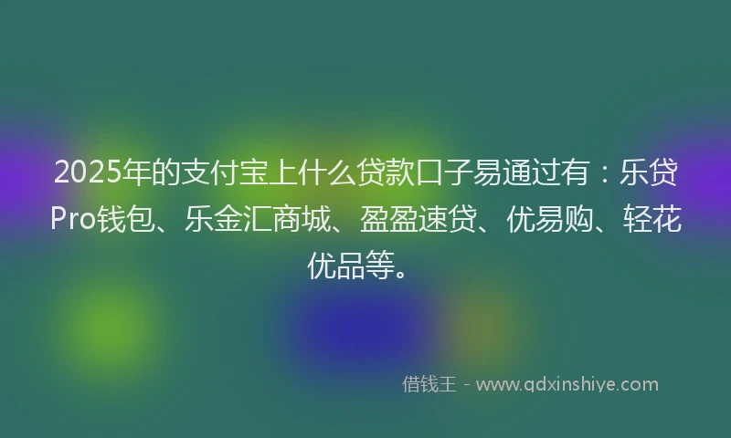2025年的支付宝上什么贷款口子易通过有：乐贷Pro钱包、乐金汇商城、盈盈速贷、优易购、轻花优品等。