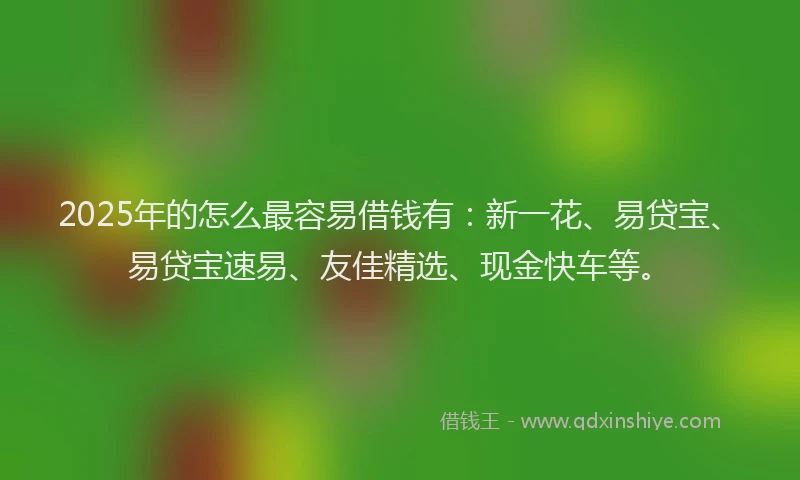 2025年的怎么最容易借钱有：新一花、易贷宝、易贷宝速易、友佳精选、现金快车等。