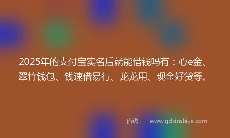 2025年的支付宝实名后就能借钱吗有：心e金、翠竹钱包、钱速借易行、龙龙用、现金好贷等。