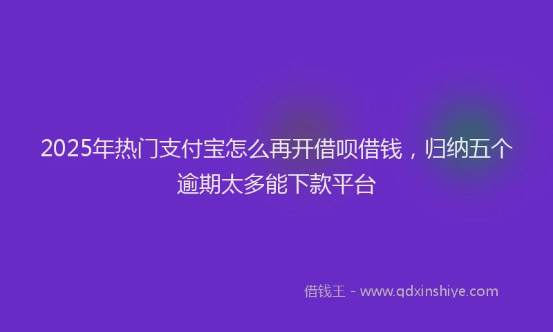 2025年热门支付宝怎么再开借呗借钱，归纳五个逾期太多能下款平台