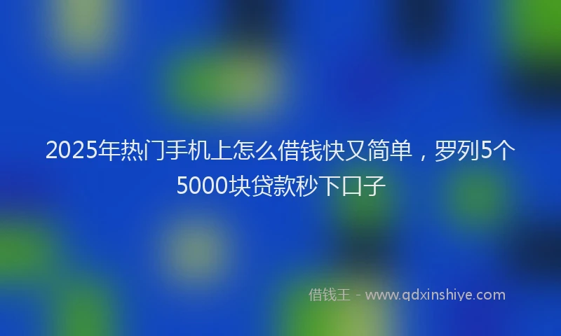 2025年热门手机上怎么借钱快又简单，罗列5个5000块贷款秒下口子