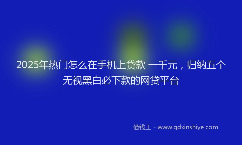 2025年热门怎么在手机上贷款 一千元，归纳五个无视黑白必下款的网贷平台