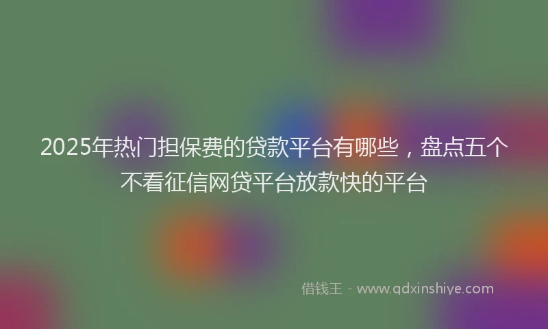 2025年热门担保费的贷款平台有哪些，盘点五个不看征信网贷平台放款快的平台