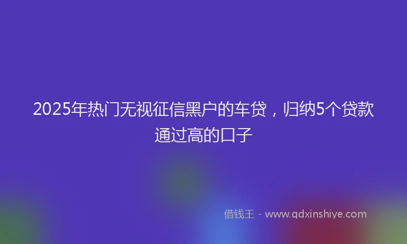 2025年热门无视征信黑户的车贷，归纳5个贷款通过高的口子