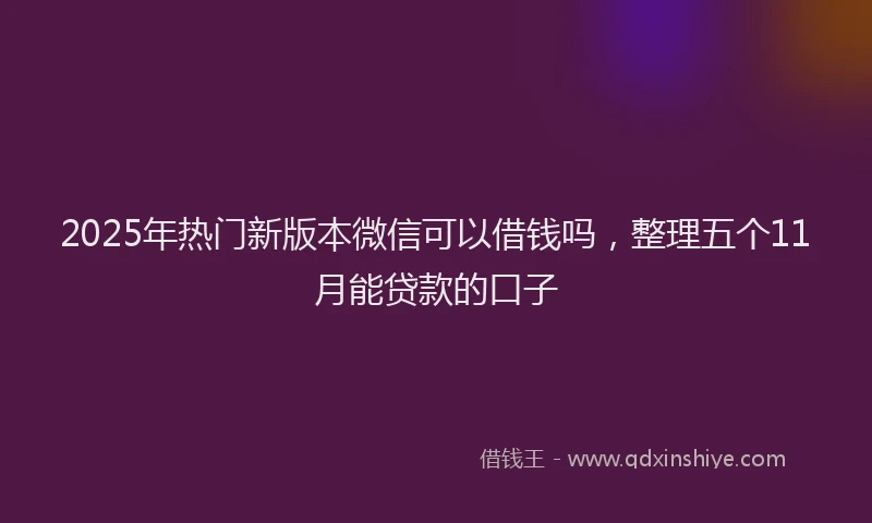 2025年热门新版本微信可以借钱吗，整理五个11月能贷款的口子