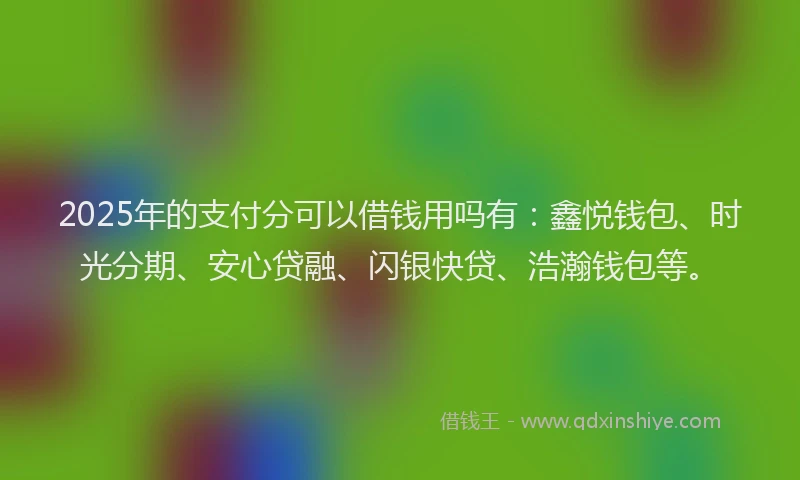 2025年的支付分可以借钱用吗有：鑫悦钱包、时光分期、安心贷融、闪银快贷、浩瀚钱包等。