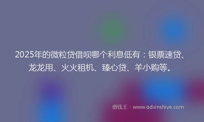 2025年的微粒贷借呗哪个利息低有：银票速贷、龙龙用、火火租机、臻心贷、羊小购等。