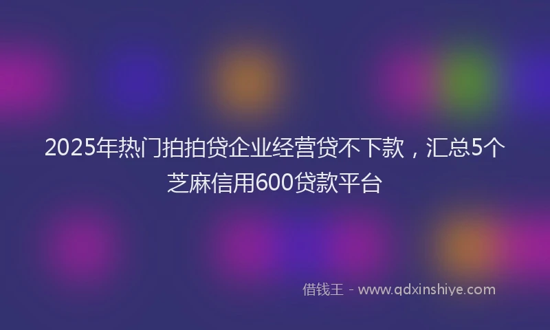 2025年热门拍拍贷企业经营贷不下款，汇总5个芝麻信用600贷款平台