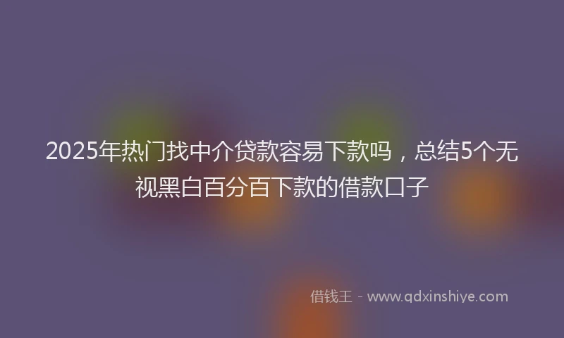 2025年热门找中介贷款容易下款吗，总结5个无视黑白百分百下款的借款口子