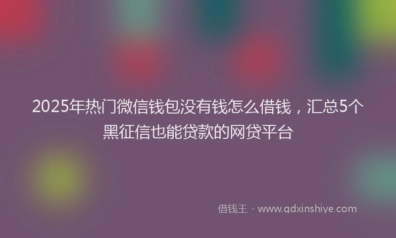 2025年热门微信钱包没有钱怎么借钱，汇总5个黑征信也能贷款的网贷平台