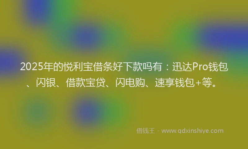 2025年的悦利宝借条好下款吗有：迅达Pro钱包、闪银、借款宝贷、闪电购、速享钱包+等。