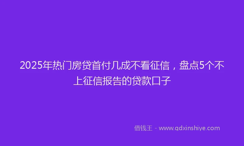 2025年热门房贷首付几成不看征信，盘点5个不上征信报告的贷款口子