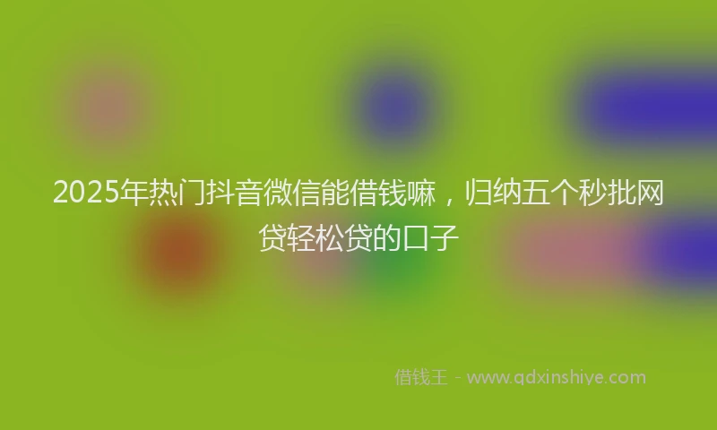 2025年热门抖音微信能借钱嘛，归纳五个秒批网贷轻松贷的口子