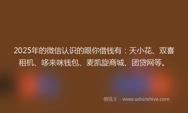 2025年的微信认识的跟你借钱有：天小花、双喜租机、哆来咪钱包、麦凯旋商城、团贷网等。