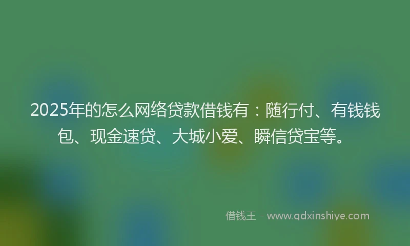 2025年的怎么网络贷款借钱有：随行付、有钱钱包、现金速贷、大城小爱、瞬信贷宝等。
