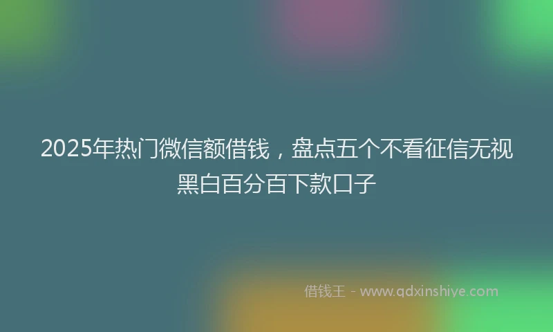 2025年热门微信额借钱，盘点五个不看征信无视黑白百分百下款口子