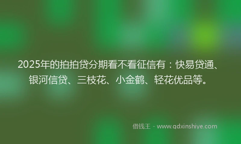 2025年的拍拍贷分期看不看征信有：快易贷通、银河信贷、三枝花、小金鹤、轻花优品等。