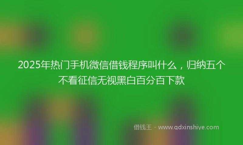 2025年热门手机微信借钱程序叫什么，归纳五个不看征信无视黑白百分百下款