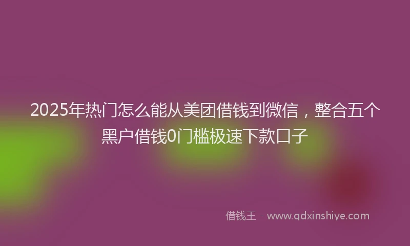 2025年热门怎么能从美团借钱到微信，整合五个黑户借钱0门槛极速下款口子